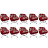 Kit 10 Poltrona Paloma Sala Metal Rodízio Sintético Vermelho E Sintético Cappuccino - 1