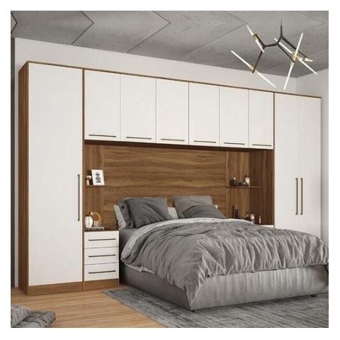 Jogo de Quarto Modulado Casal Irlanda 9 Portas Amêndola/branco - Leartam