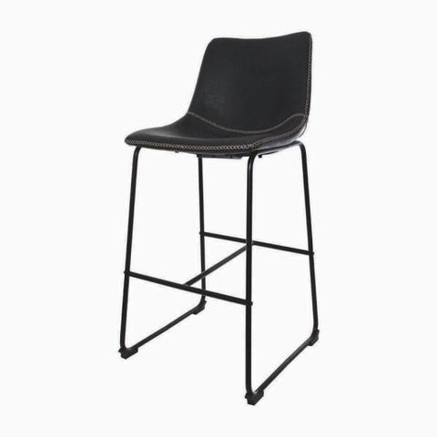 Kit 2 Banquetas Alta Para Cozinha Bar Bistro Munich Courino - Preto