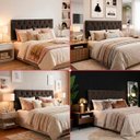 Ver imagem 3 de Cabeceira Painel Estofada Arezzo Suede Marrom Casal 1,40m para Cama Box