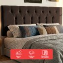 Ver imagem 4 de Cabeceira Painel Estofada Arezzo Suede Marrom Casal 1,40m para Cama Box