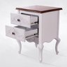 Mesa de Cabeceira Clássica 2 Gavetas Entalhada Branco Provençal e Imbuia Marrocos - 3