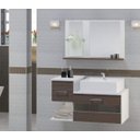 Ver imagem 1 de Kit Gabinete Mdf para Banheiro com Cuba e Espelheira 65cm:branco/rustico