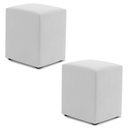 Ver imagem 1 de Kit 02 Puffs Decorativos Sala de Estar Quadrado 36x47cm Sintético Branco - Desk Design