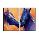 Ver imagem 1 de Kit 02 Quadros Decorativos - Cavalos Pintura Aquarela Anm032 - Vidro 60x80cm