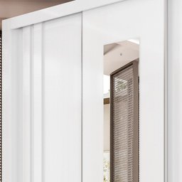 Guarda Roupa Casal Espelho 3 Pt Correr 32120 Branco Demobile - 7