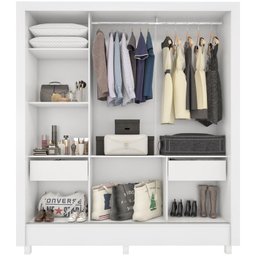 Guarda Roupa Casal Espelho 3 Pt Correr 32120 Branco Demobile - 5