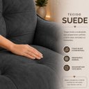 Ver imagem 5 de Kit Namoradeira + 1 Puff Moderno em Suede Cinza Escuro
