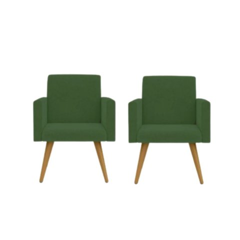 Kit 02 Poltronas Decorativas Nina Cadeira Recepção Verde