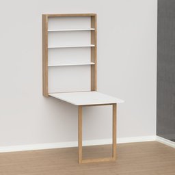 Mesa Retrátil de Parede com Organizador Madeira e Mdf Branco/mel - Móveis Britz - 2