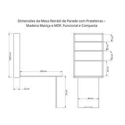 Mesa Retrátil de Parede com Organizador Madeira e Mdf Branco/mel - Móveis Britz - 4