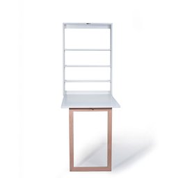 Mesa Retrátil de Parede com Organizador Madeira e Mdf Branco/mel - Móveis Britz - 3