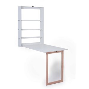 Mesa Retrátil de Parede com Organizador Madeira e Mdf Branco/mel - Móveis Britz