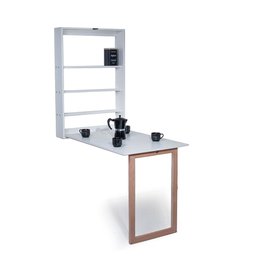 Mesa Retrátil de Parede com Organizador Madeira e Mdf Branco/mel - Móveis Britz - 4