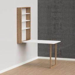 Mesa Retrátil de Parede com Organizador Madeira e Mdf Branco/mel - Móveis Britz - 5
