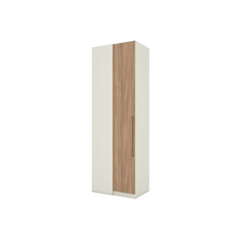 Módulo de Quarto Solteiro Guarda Roupa Canto Reto C/ 1 Porta Mc14 Seletto Areia/jequitibá - Henn