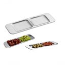 Ver imagem 1 de Petisqueira de Aço Inox 2 Divisões Elegance Petiscos Festa Servir Separar Comidas Fondue