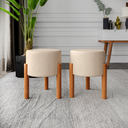 Ver imagem 2 de Kit Puff Banqueta Sala luxo Redondo Thor 2 Unidades - Bege