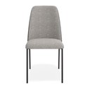 Ver imagem 3 de Kit 04 Cadeiras Sala de Jantar Lior Estofada Base Preta Linho Cinza Couríssimo Preto - Desk Design