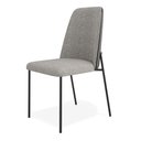 Ver imagem 2 de Kit 04 Cadeiras Sala de Jantar Lior Estofada Base Preta Linho Cinza Couríssimo Preto - Desk Design