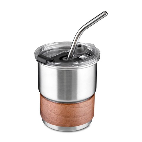 Copo Térmico Inox 250ml Canudo Tampa Hermética Café Prata