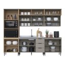 Ver imagem 7 de Cozinha Completa Modulada 7 Peças com Torre Quente e Porta Ripada Lavínia Bege/Imperial/Fumê