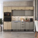Ver imagem 1 de Cozinha Completa Modulada 7 Peças com Torre Quente e Porta Ripada Lavínia Bege/Imperial/Fumê