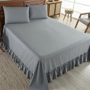 Ver imagem 3 de Kit Cobre Leito Turin Casal Micropercal 400 Fios Colcha com Babado Liso 3 Peças Cinza