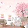 Papel de Parede Infantil Árvore Rosa Ursinho 1m² - 3