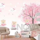 Ver imagem 3 de Papel de Parede Infantil Árvore Rosa Ursinho 1m²