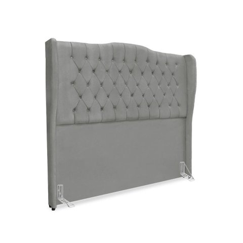 Cabeceira de Cama Box King 195 Cm Dubai Premium - Veludo Cinza Grafite