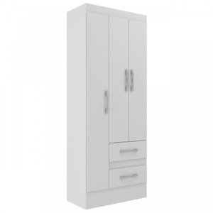 Guarda-Roupa Solteiro Nobre 3 Portas 2 Gavetas Cor Branco