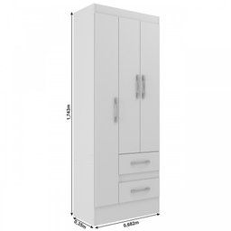 Guarda-Roupa Solteiro Nobre 3 Portas 2 Gavetas Cor Branco - 4