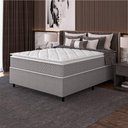 Ver imagem 1 de Cama Box Casal Colchão Molas Ensacadas Pillow Top Perfect 138x188x71cm Cinza/branco Umaflex