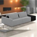 Ver imagem 6 de Sofá Ilha Modular para Sala 252cm com Puff Dublin K01 Veludo Cinza e Sintético Preto - Lyam Decor