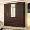 Ver imagem 1 de Guarda Roupa Casal Íris 4 Portas 6 Gavetas MDP com Espelho Cafe Touch Demóbile