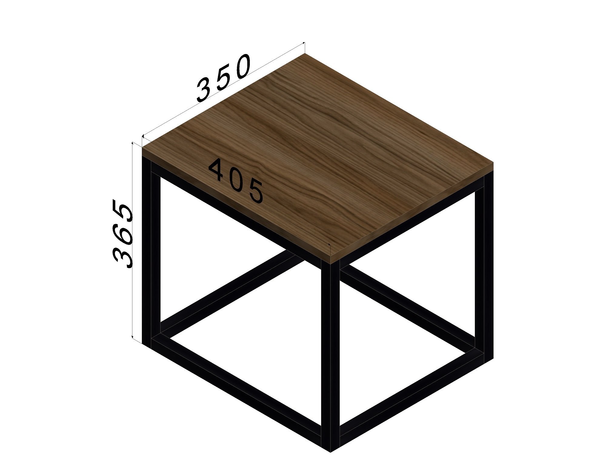 Mesa de Apoio Pequena Madeira e Metal 405 X 350 X 365mm - Nogal Málaga - Mesa de Apoio, Mesa Auxilia - 3