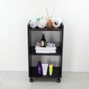 Ver imagem 1 de Estante Multiuso Armário Móvel para Banheiro Preto com Rodinhas 40cm