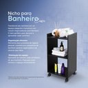 Ver imagem 3 de Estante Multiuso Armário Móvel para Banheiro Preto com Rodinhas 40cm