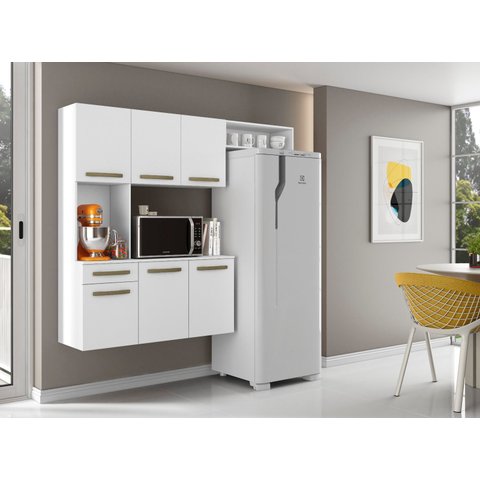 Cozinha Modulada Carol C/ Balcão 163cm:branco