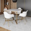 Ver imagem 1 de Mesa Jantar Industrial Quadrada 90cm Branca Base V com 4 Poltronas Eames Eiffel Daw Brancas Base Dou