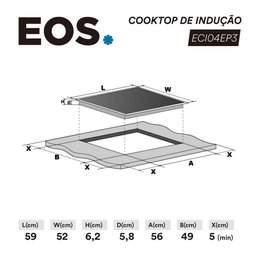 Cooktop de Indução 4 Bocas Eos com Painel Touch Preto 7200w Eci04ep3 220v - 6