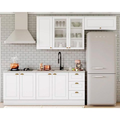 Módulo Cozinha Henn Americana (2 Aéreos. 2 Balcões, 1 Complemento) 5 Peças Branco