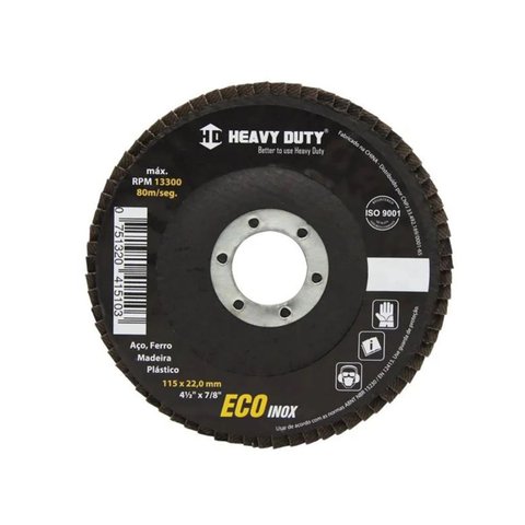 Kit 6 Disco Lixa Flap Ecoinox Fibra Cônico 4.1/2" Gr 80