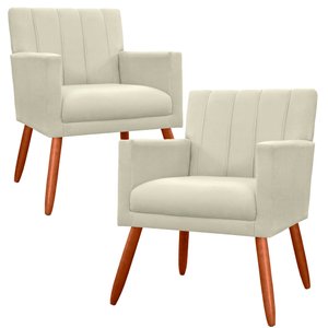 Kit 2 Poltrona Decorativa Jade Bege para Sala de Estar Recepção