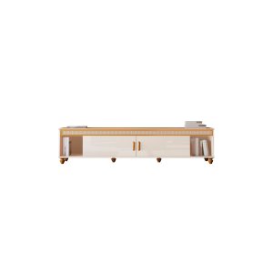 Rack Comodoro - 2 Portas 2.20cm Tvs até 75" Edn Móveis:off White/cedro
