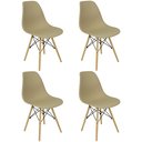 Ver imagem 1 de Kit 4 Cadeiras Charles Eames Eiffel Dsw - Base de Madeira Clara - Nude Multicolorido