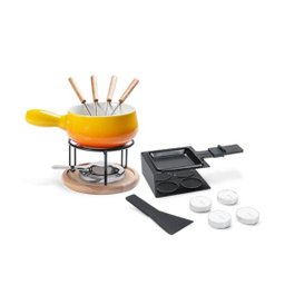 Conjunto Raclette Preto e Fondue Amarelo 16 peças Brinox - 1