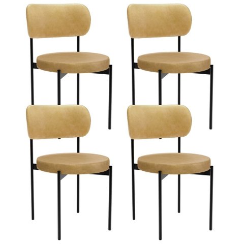 Kit 04 Cadeiras Estofadas para Sala de Jantar Louvre L02 Couríssimo Fendi - Lyam Decor