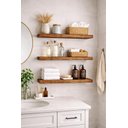 Ver imagem 4 de Kit 3 Prateleira 60x15 Madeira Maciça Suporte Invisivel Amêndoa